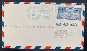 1929 Santo Domingo Dominican Rep Airmail First flight Cover To Miami FL Usa