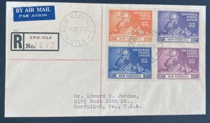 1949 Vila New Hebrides First Day Cover FDC  Universal Postal Union 75th Anniv