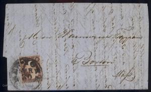 Netherlands USA 1849 NY Vietor Forwarding Agent Boston Transatlantic Cover 92190