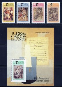 Turks and Caicos 481-85 MLH, Centenary of Birth of Picasso Set from 1981.