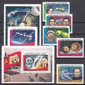 Eq. Guinea, Mi cat. issue. 20th Space Anniversary set and 2 s/sheets. ^