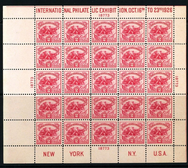 USAstamps Unused VF US 1926 Souvenir Sheet Dot Over S Scott 630 OG MNH SCV $575+