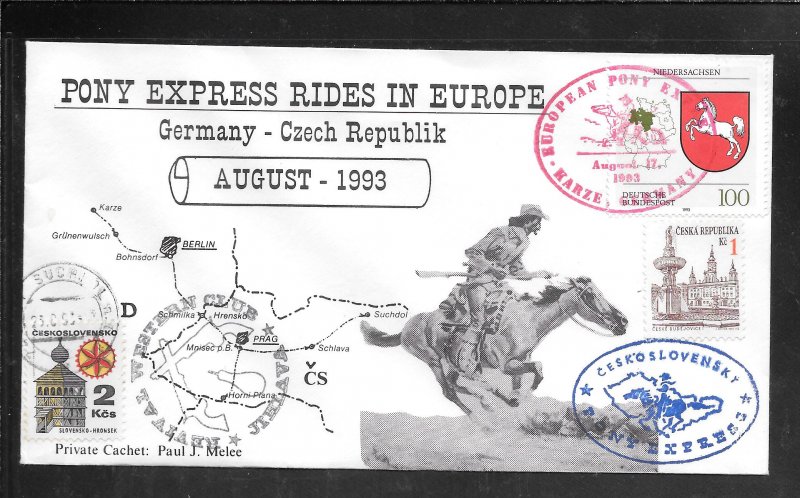 Just Fun Cover #1707 Pony Express Rides In Germany AUG/17/1993 (my4747)