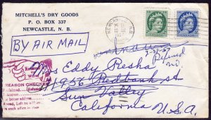 Canada - 1954 - Scott #338,341- used on cover to USA - Undeliverable