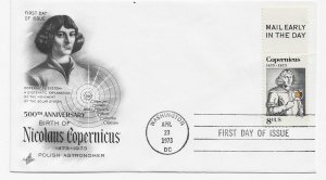 US 1488 8c Copernicus margin single on FDC Artcraft Cachet Unaddressed ECV $7.50