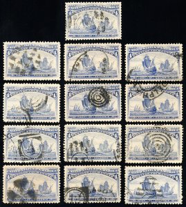 US Stamps # 233 Used VF Columbian Lot Of 13