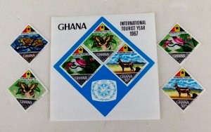 Ghana #315-3`18, 318a S/S,  Mint/NH/VF,  Int'l. Tourist Year, 1967