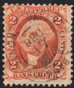 R6c 2¢ Revenue: Bank Check (1862) Used/CDS