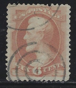 Scott # 159  Lot E243  6c Lincoln  dull pink Bulls Eye Cancel  Used