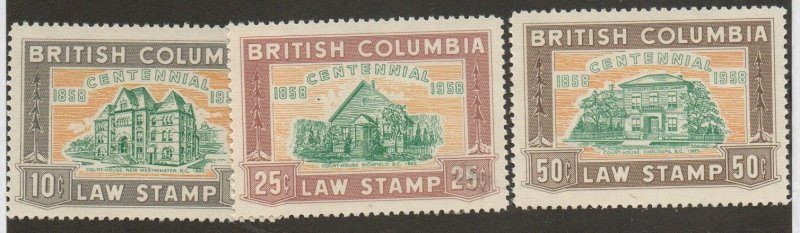 Canada Revenues Br. Columbia Law Stamps BCL46-BCL48 Mint never hinged