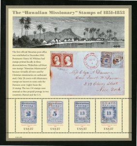 SCOTT 3694   HAWAII MISSIONARY STAMPS   $1.48  SHEET OF 4  MNH