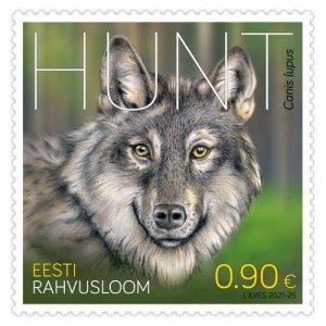 Stamps of Estonia 2021 - The national animal of Estonia is the wolf.