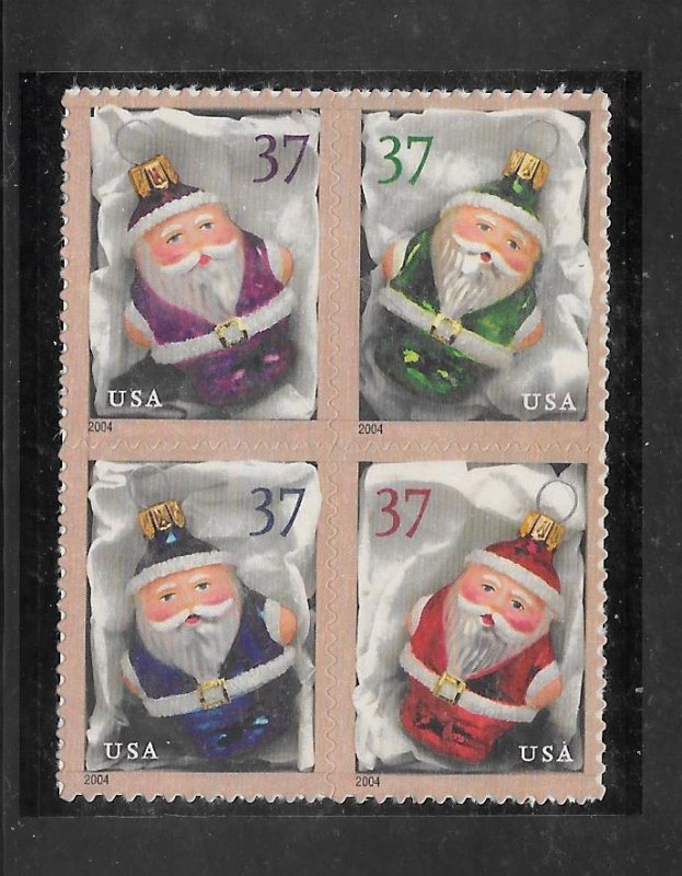 #3883-86 MNH Santa Ornaments Block of 4