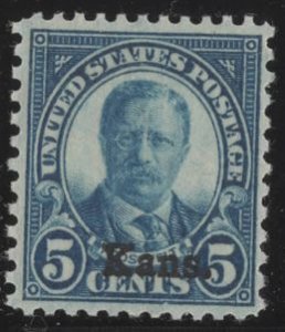 US Stamp #663 Mint - Theodore Roosevelt w/ 'Kans.' Overprint Single