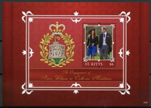 St Kitts 2010 MNH Royal Engagement 1v S/S II Prince William Kate Middleton