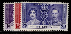 ST. LUCIA GVI SG125-127, CORONATION set, LH MINT.