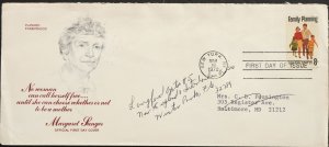 U.S. Used Stamp Scott #1455 8c Family Planning M. Langer Cachet First Day Cover