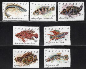 Tanzania Scott 816-822 MNH** Fish stamp set CV $10.80