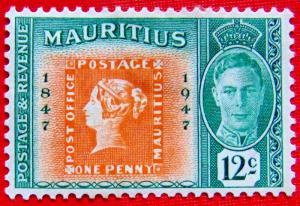 MAURITIUS 1948 12c Postage Centenary MLH