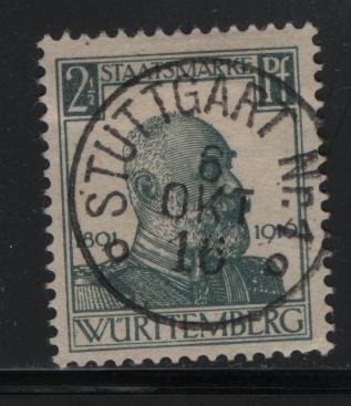 Wurttemberg, O136,  USED, 1916 King Wilhelm II
