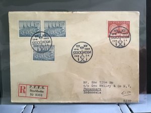 Sweden Stockholm 1953 to Indonesia  stamps cover R31692 