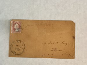 06/20/1855 Dexter MD cover blue cancel sent to David Morgan in Lawrence Mass