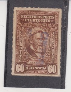 Puerto Rico Scott # RE46 60¢ Rectified Spirits (1943) Used CANCELED CXL 