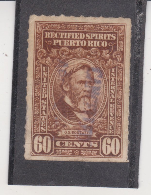 Puerto Rico Scott # RE46 60¢ Rectified Spirits (1943) Used CANCELED CXL