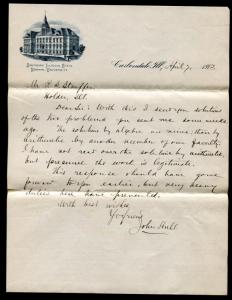 1892 Southern Illinois Normal University - Carbondale, IL to Holder, IL - Letter