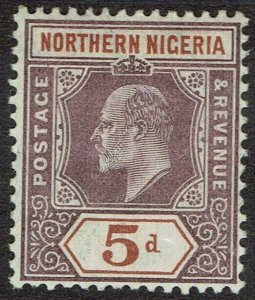 NORTHERN NIGERIA 1905 KEVII 5D CHALK PAPER WMK MULTI CROWN CA