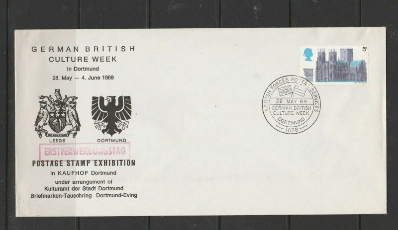 GB, FDC, 1969 Cathedrals, 1x 5d only, German British culture week Dortmund cance