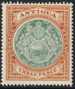 Sc# 25 Antigua 1903 Seal of the Colony 3 pence MLMH Watermark 1 CV $12.00