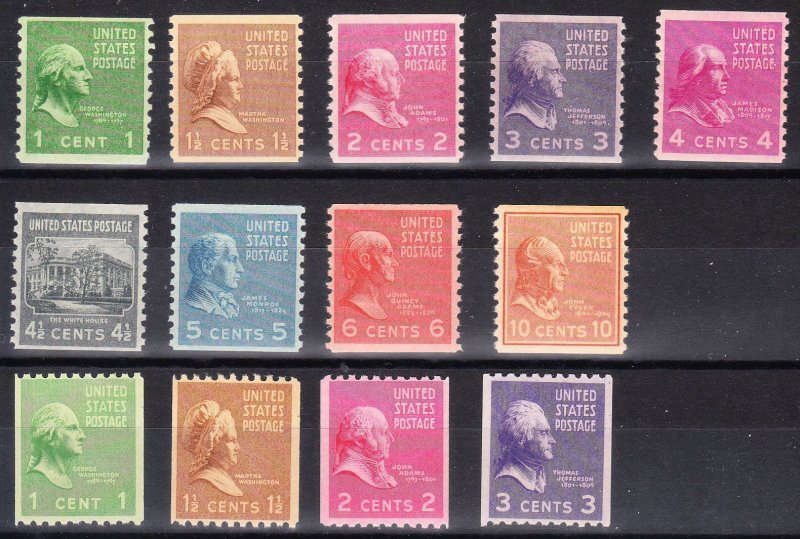 MOstamps - US Scott #839-851 Mint OG NH Coils (13 stamps) - Lot # HS-D943