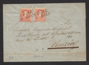 AUSTRIA LOMBARDY VENETIA 1958 5s X2 on Cover UDINE to Venice Scott 10c