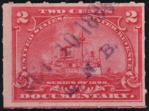 R164 2¢ Documentary Stamp (1898) Used/Date Stamp