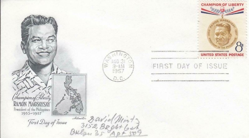 1957, Ramon Magsaysay, Artmaster, FDC (D14784)