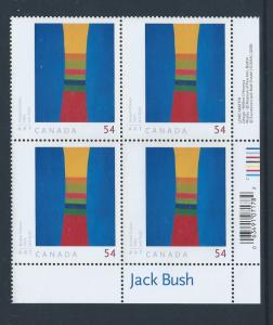 Canada #2321 LR PL BL Art Canada: Jack Bush 54¢ MNH3