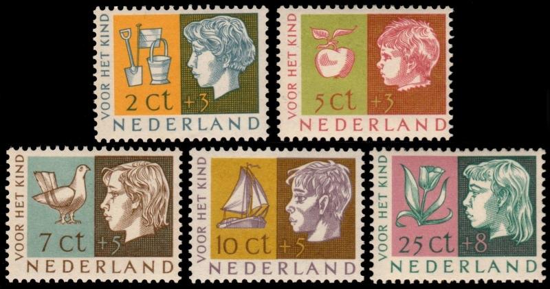 ✔️ NETHERLANDS 1953 - CHILD WELLFARE KINDERZEGELS - NVPH 612/616 ** MNH OG