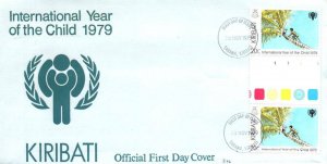 KIRIBATI INTERNATIONAL YEAR OF THE CHILD GUTTER PAIR CACHET FIRST DAY COVER 1979 