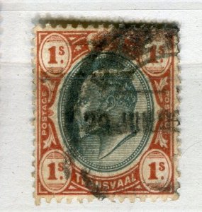 SOUTH AFRICA; TRANSVAAL 1903-04 early ED VII issue fine used Shade of 1s. value