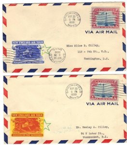 US 1930 NEW ENGLAND AIR TOUR SPRINGFIELD MASS TWO AIR MAIL COVERS