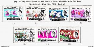 MALAYA SELANGOR 1965 1c to 20c Set SG136/142 Fine Used