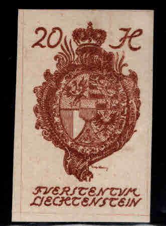 LIECHTENSTEIN Scott 21  MH* imperforate from 1920 set