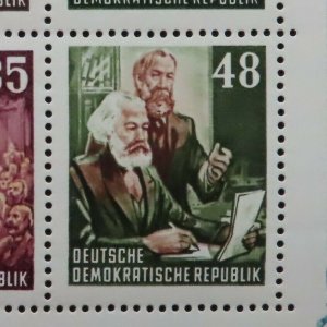 HuskyStamps ~ Germany DDR #144a, Perforated Souvenir Sheet, MNH, Marx, 11pics