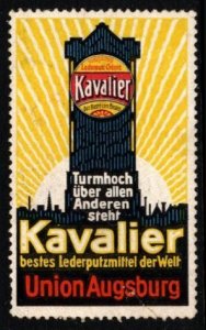 Vintage German Poster Stamp Kavalier Shoe Crême Leather Cleaning Cream