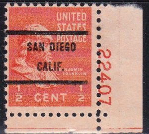 Precancel - San Diego, CA PSS 803-71 MH Plate Number Single - Bureau Issue