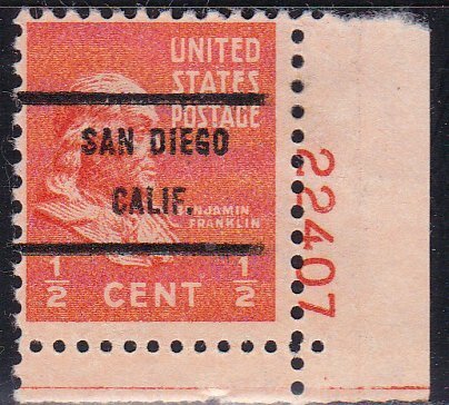 Precancel - San Diego, CA PSS 803-71 MH Plate Number Single - Bureau Issue