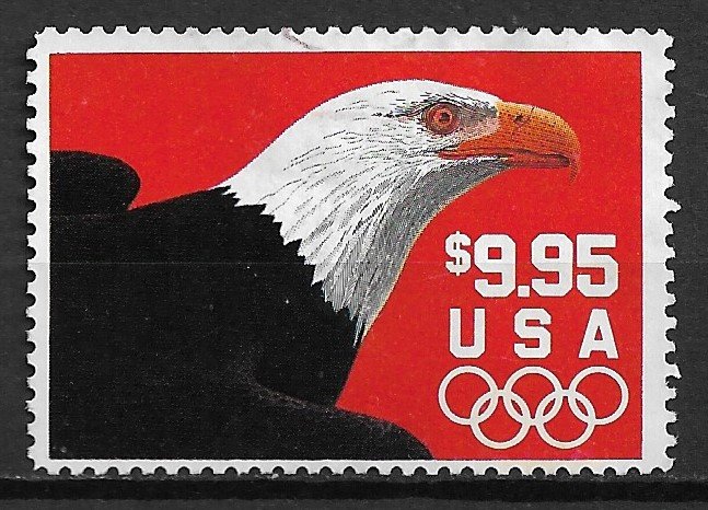 1991 USA 2541 Express Mail Eagle with Olympic Rings used.