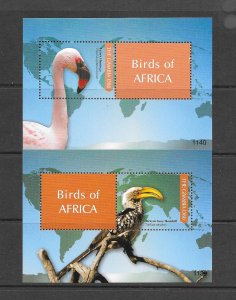 BIRDS -  GAMBIA #3398-99 FLAMINGO & HORNBILL  MNH