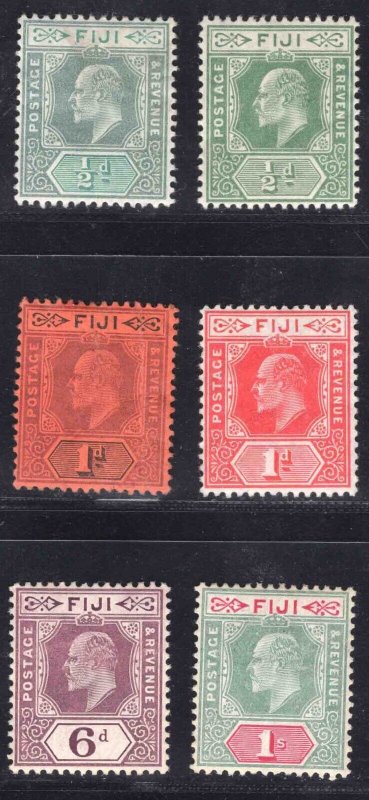 MOMEN: FIJI SG #70,70a,71,72,74,75 MULT CROWN CA MINT OG H £151 LOT #66186